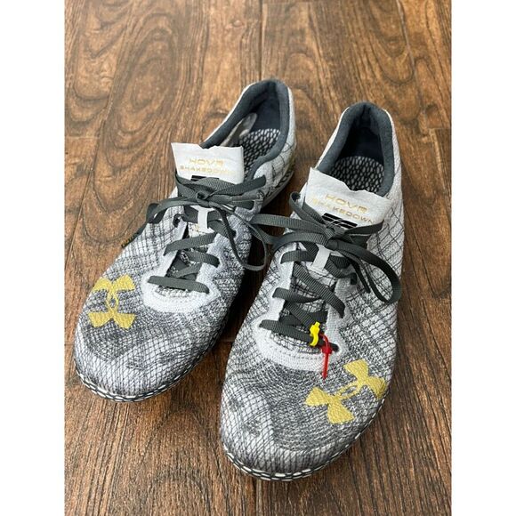Unisex Under Armour HOVR Shakedown Track Shoes Gray w Gold Spikes & Logo M7.5 W9 - Picture 8 of 10